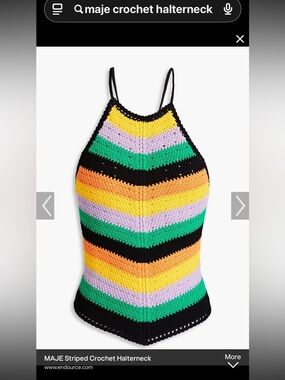 Maje Striped Crochet Halterneck Top